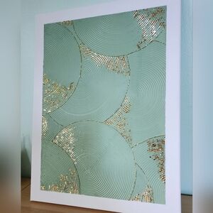 Abstract Mint Green and Gold Canvas Art